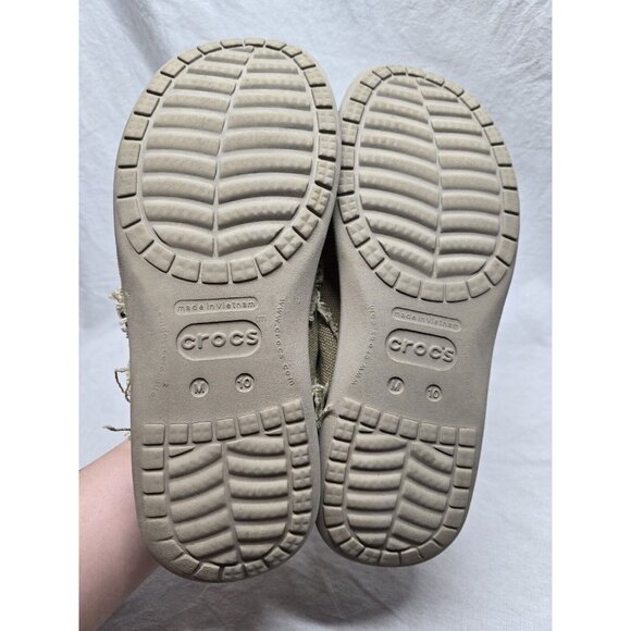 Crocs Santa Cruz Canvas Slip-On Shoes Loafers Men's 10 Tan Khaki Distressed Vibe - Picture 6 of 16